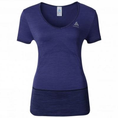 Camisa Odlo Seamless Kamilero Manga Corta Crew Neck Mujer - Azules - Chile UFS865437